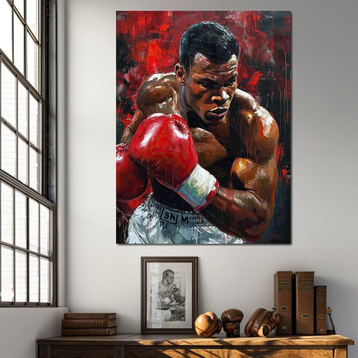 Boxer Fighter Red Gloves Bold Painted Portrait Motivational Sports Poster - Image 3