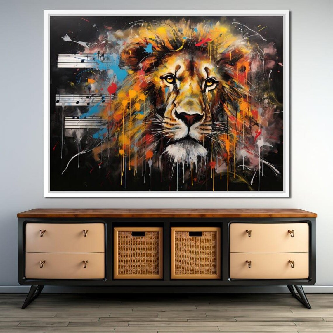 Colorful Graffiti Lion Music Notes Abstract Street Wildlife Wall Art Poster - Image 4