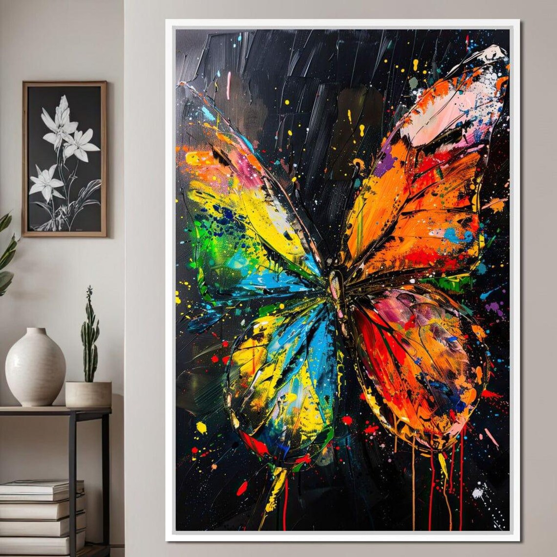 Rainbow Butterfly Rhapsody Green Yellow Orange Blue Black Splash Art - Image 4