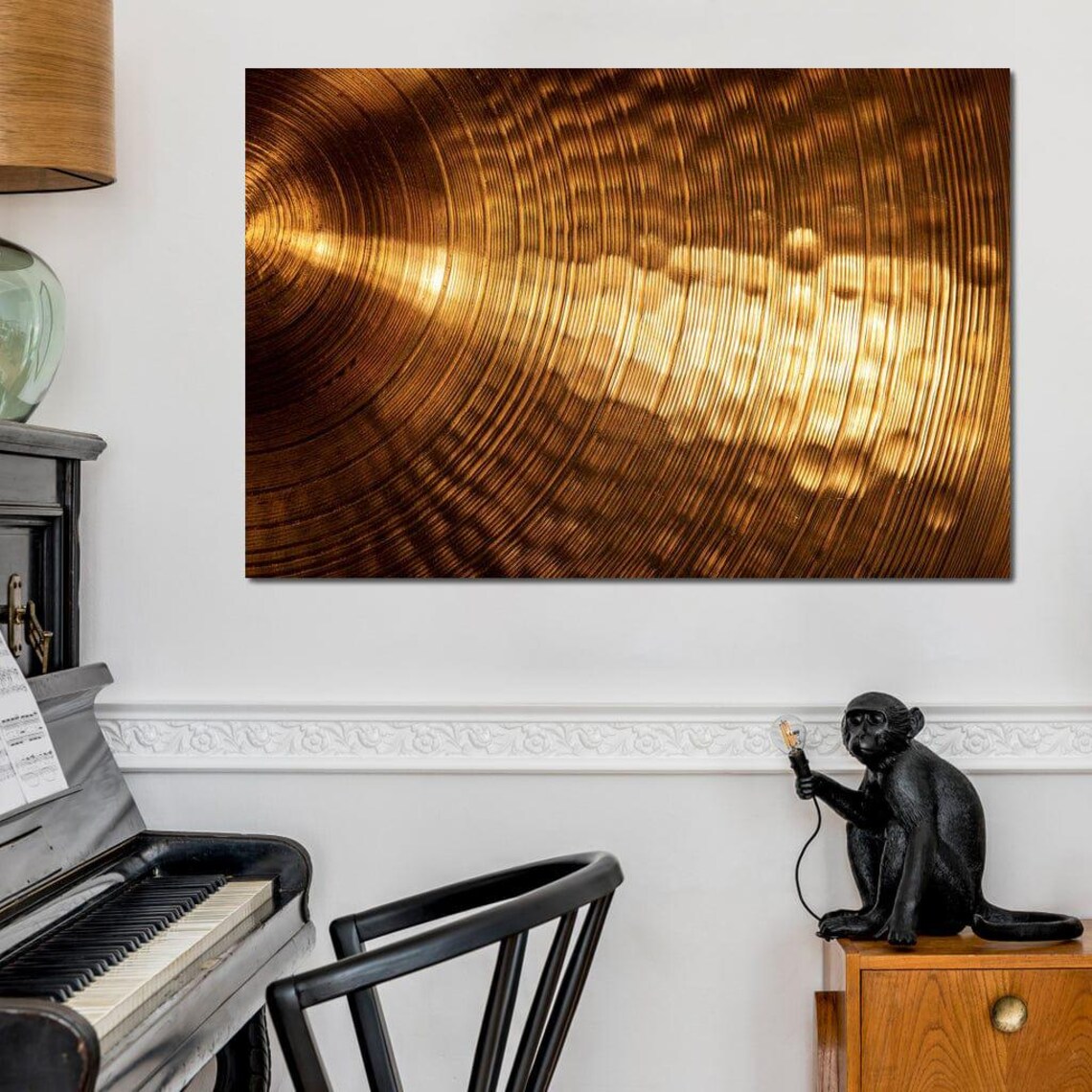 Golden Cymbal Macro Concentric Groove Patterns Drummer Music Wall Poster - Image 4
