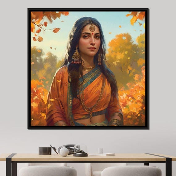 Sita Hindu Wall Art Indian Goddess Home Decor Spiritual Art Mythological Portrait Cultural Elegance By Nichecanvas