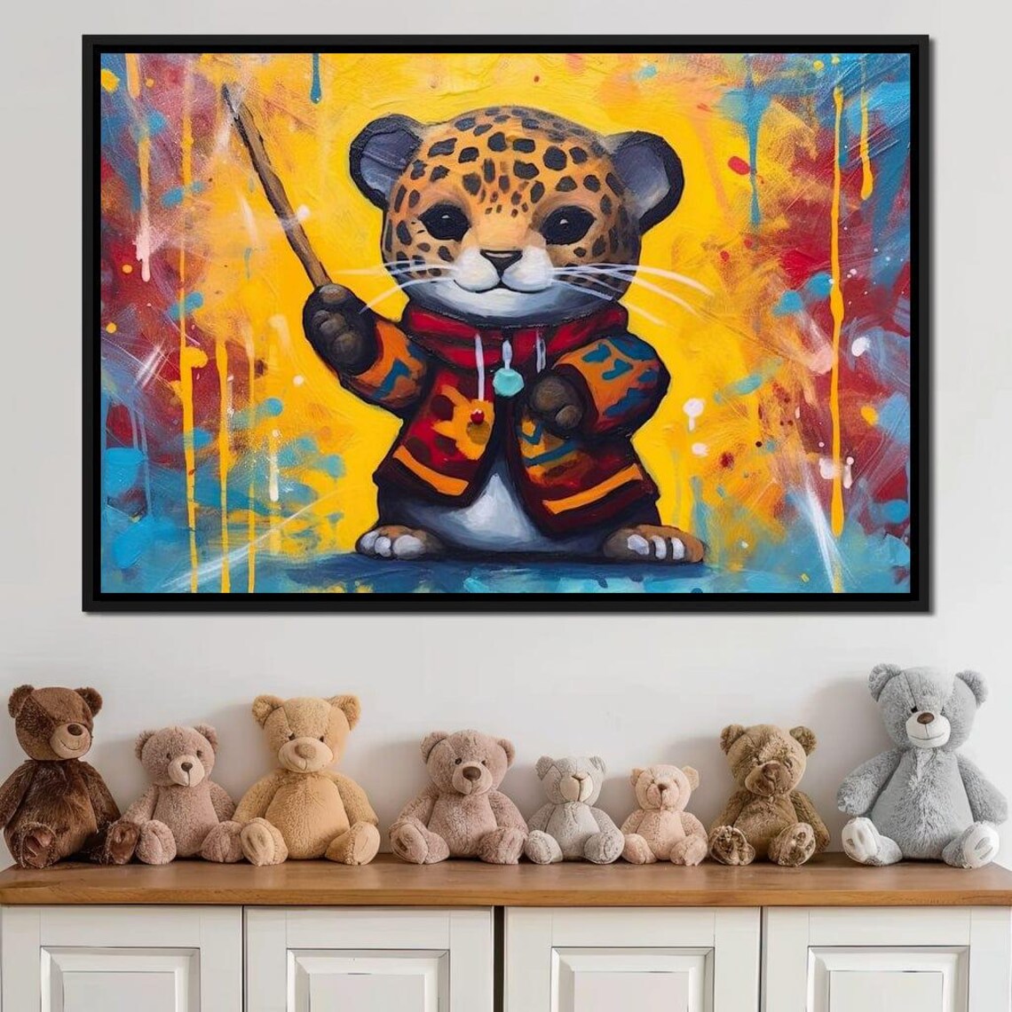 Baby Leopard Cub Painter Colorful Graffiti Style Kids Room Art Poster - Image 4