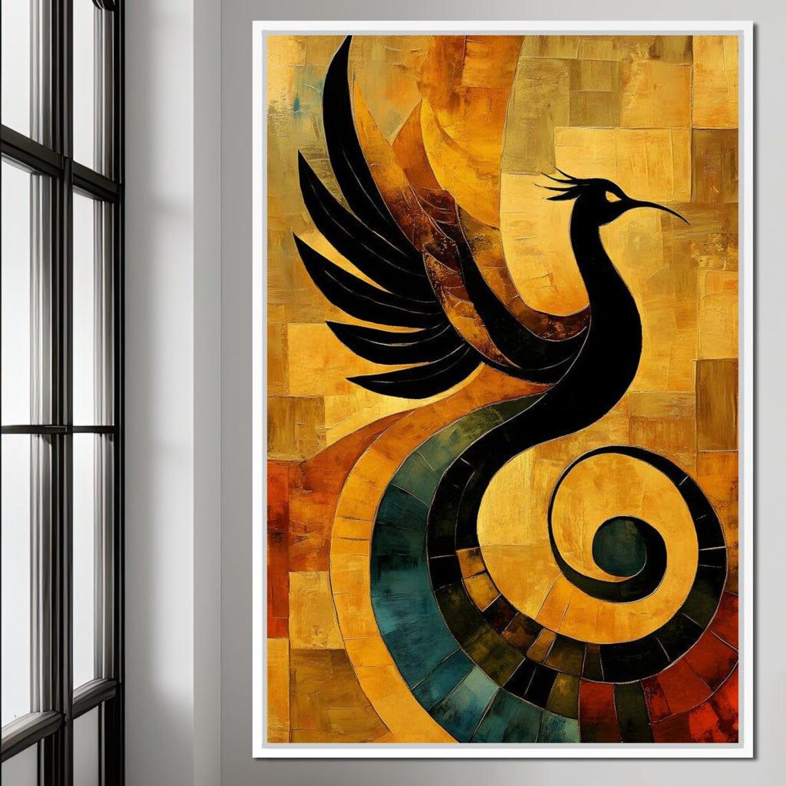 Phoenix Radiance Harmony, Vibrant Bird Art Print - Image 4