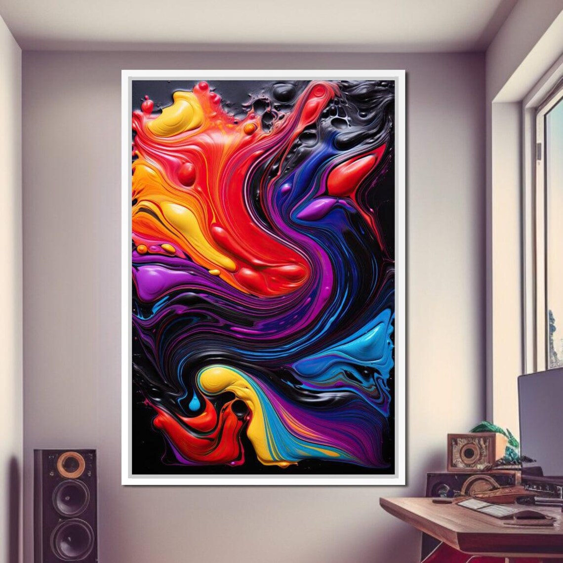 Twilight Abyss Abstract Swirl, Modern Art Print - Image 3