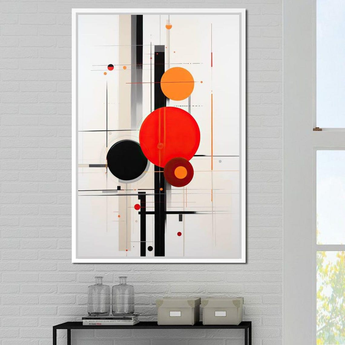 Ambient De Stijl In Fiery Tones Modern Abstract Circle Patterns Minimalist Geometric Art By Nichecanvas - Image 2