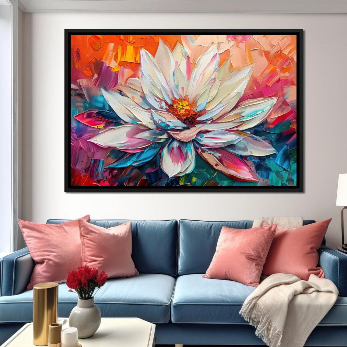 White Bloom Rainbow Impasto Macro Flower Painting Art Poster - Image 3