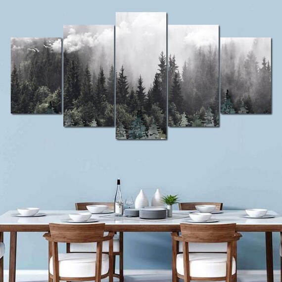 Foggy Forest Nature Wall Art Forest Landscape Minimalist Home Decor Misty Scenic Wall Art Calm Nature Scene By Nichecanvas