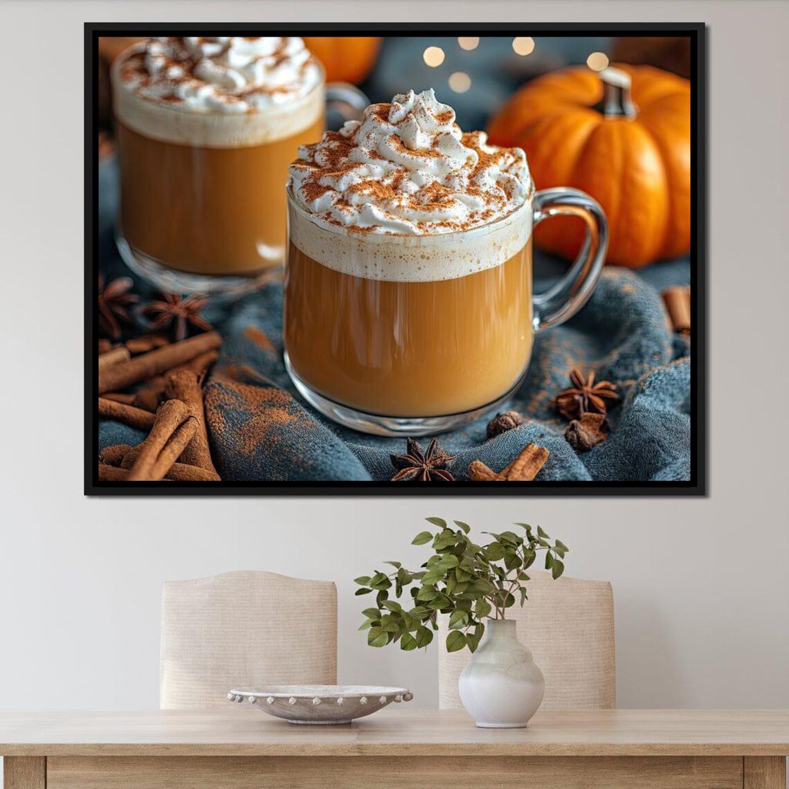 Pumpkin Spice Lattes Whipped Cream Cinnamon Cozy Fall Coffee Photo Poster