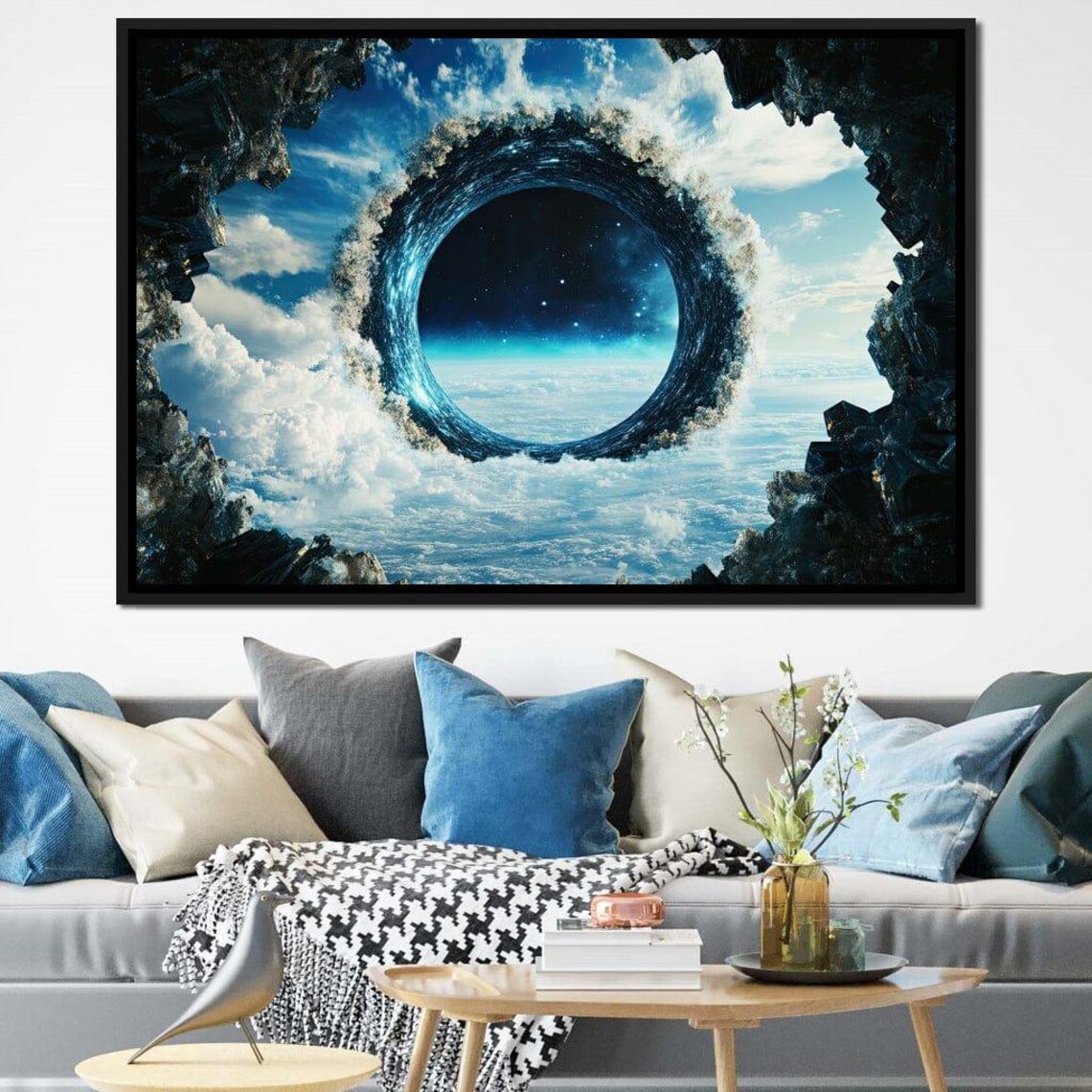 Cosmic Portal Ring Sky Clouds Galaxy Fantasy Portal Wall Art Poster - Image 3