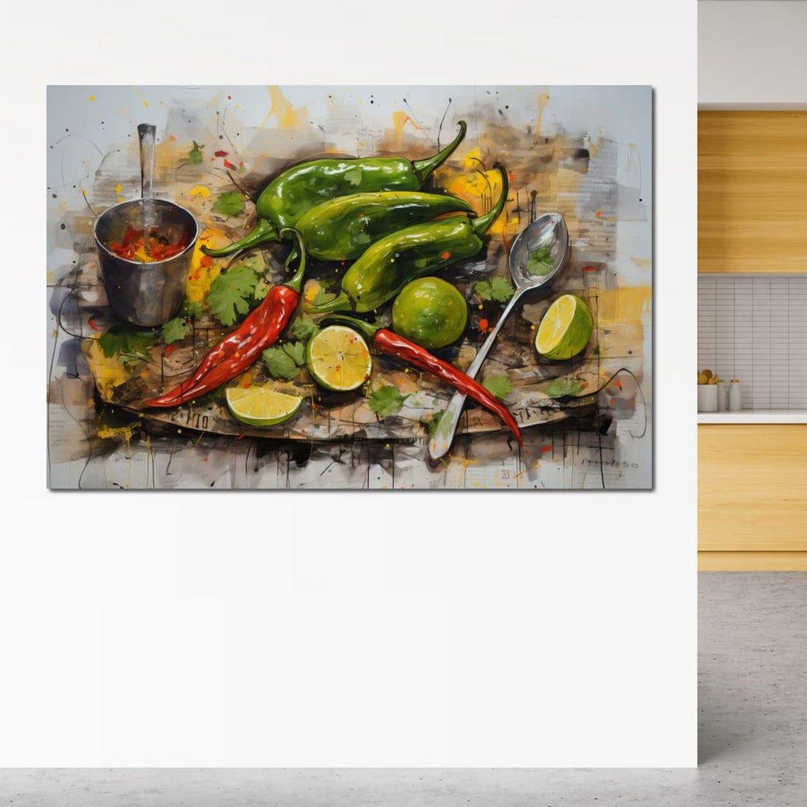 Chili Lime Cilantro Watercolor Still Life Zesty Kitchen Culinary Print - Image 3