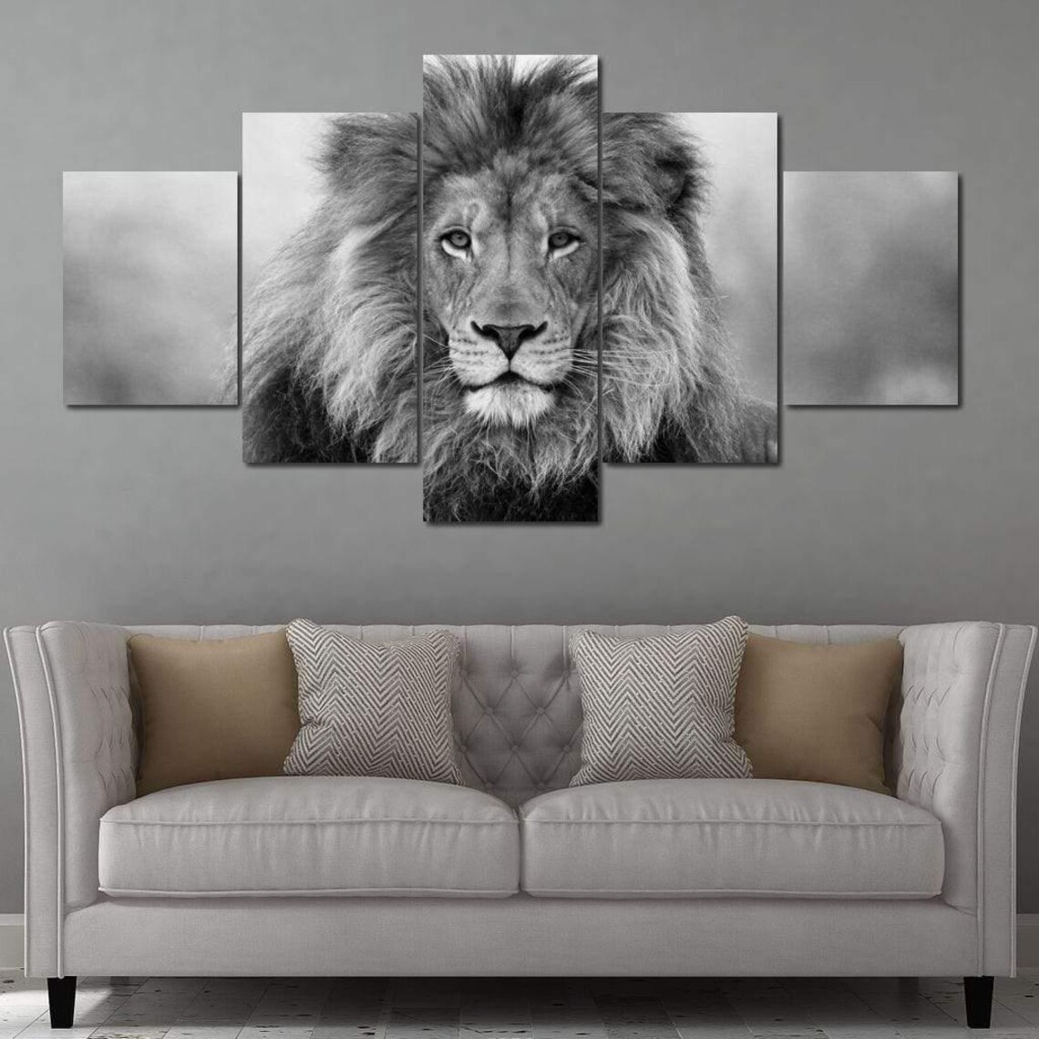 Black And White Lion - Minimalist Art Print - Image 2