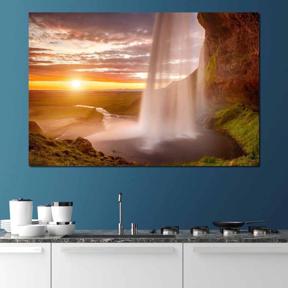 Seljalandsfoss Sunset, Landscape Art Print - Image 2