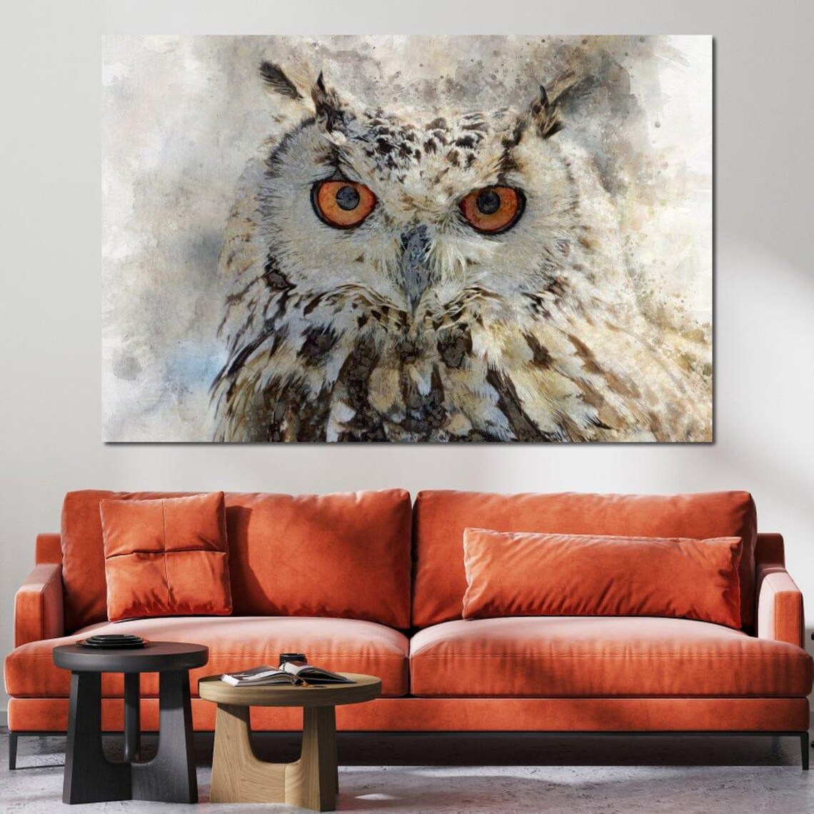 Eurasian Owl Close Up Intense Orange Eyes Wildlife Photography Poster - Image 3
