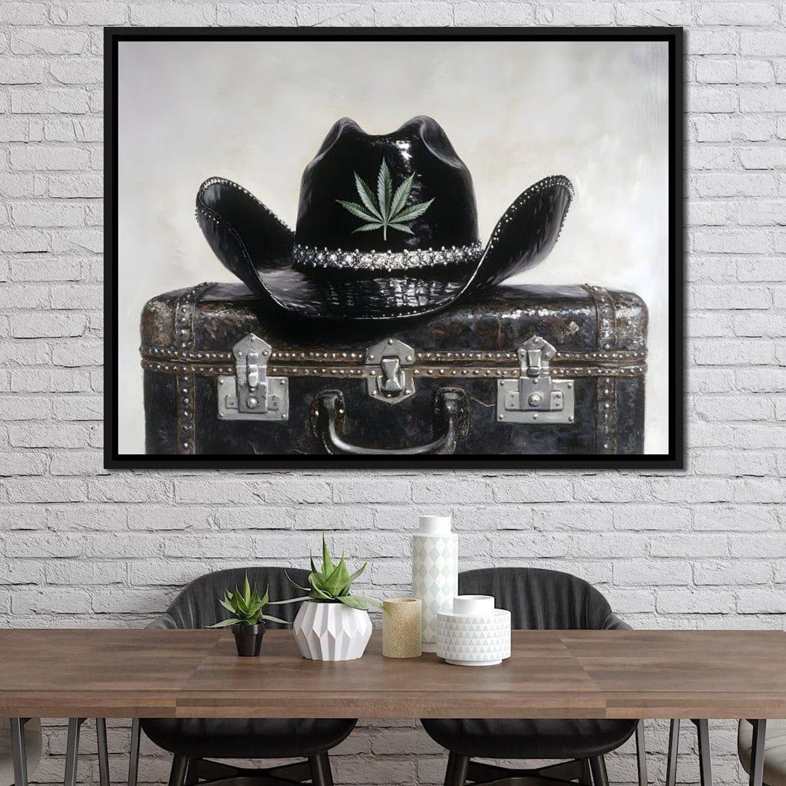 Cowboy Spirit On Vintage Case Western Home Decor Artisan Creation Rustic Wall Art Unique Black Hat Design By Nichecanvas - Image 4