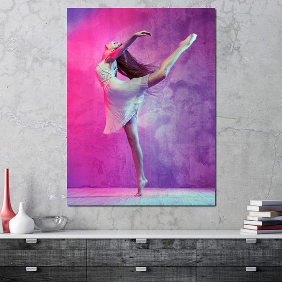 Ballet Dancer Graceful Art Print Elegant Ballet Decor Fine Dance Photography Purple Pink Wall Art By Nichecanvas