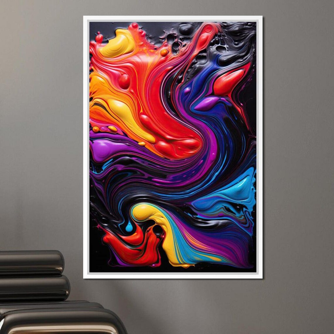 Twilight Abyss Abstract Swirl, Modern Art Print - Image 2