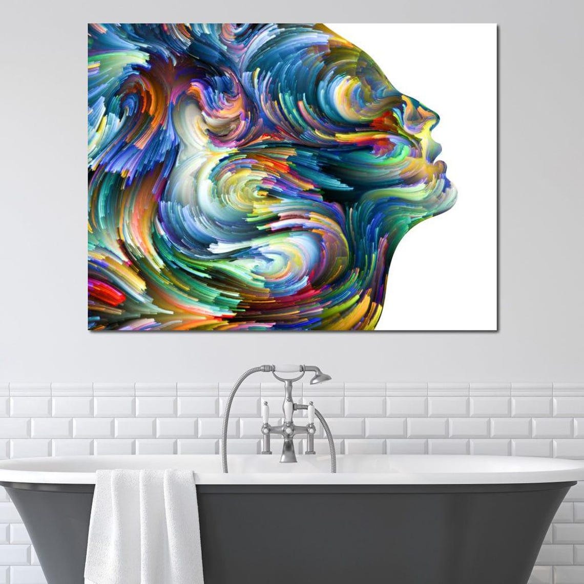 Colored Visage Profile, Abstract Art - Image 3