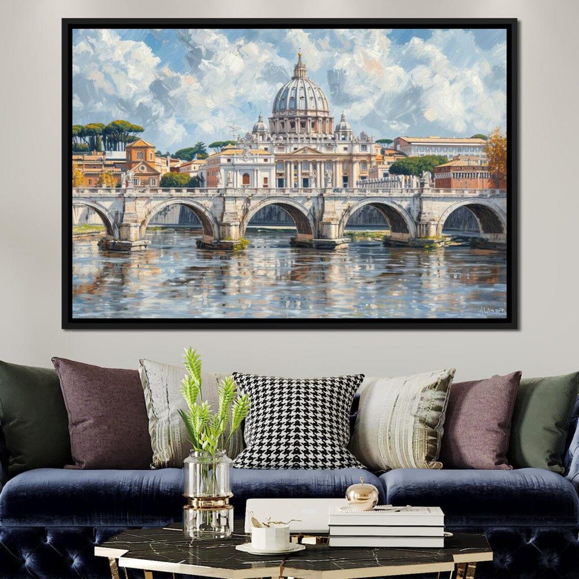 Rome St Peters Basilica Bridge Over Tiber Sunny Day Travel Poster - Image 3