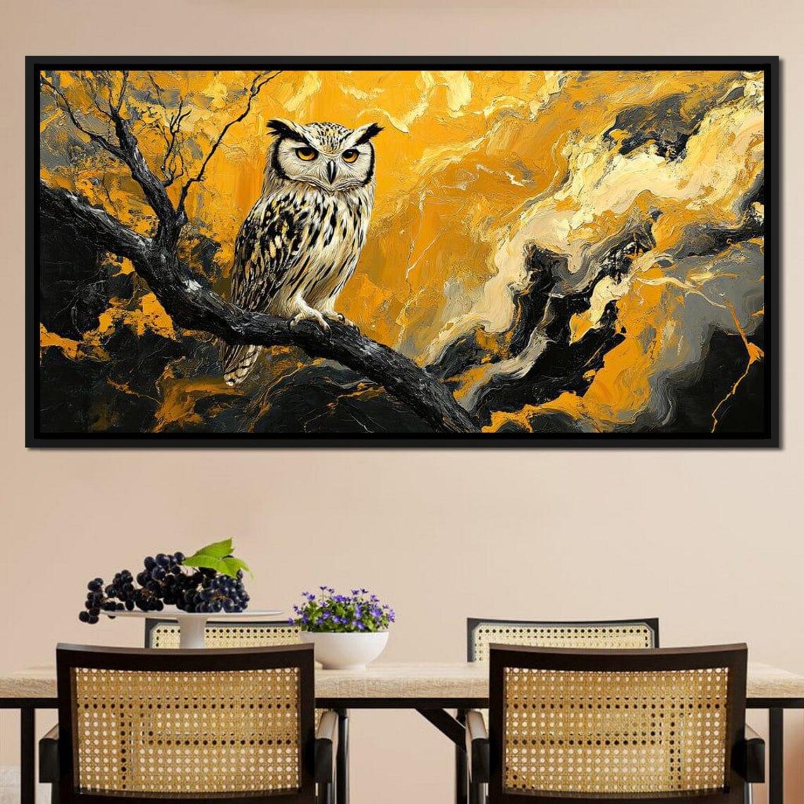 Horned Owl Golden Storm Black Branch Mystical Night Wildlife Poster - Image 4
