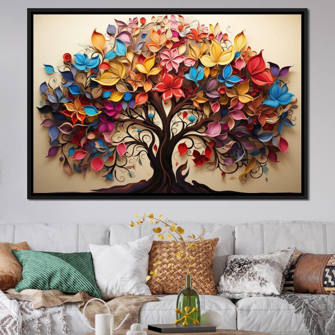 Colorful Tree of Life Four Seasons Leaves Multi Panel Art Poster - Image 3
