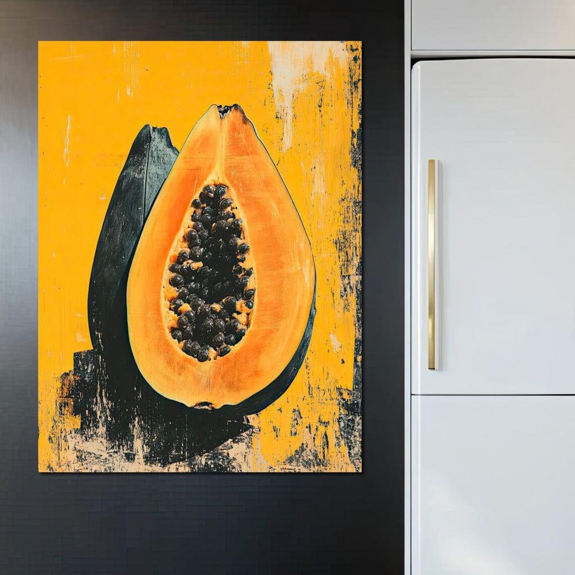 Ripe Papaya Half Bright Yellow Pop Art Tropical Fruit Poster - Image 4