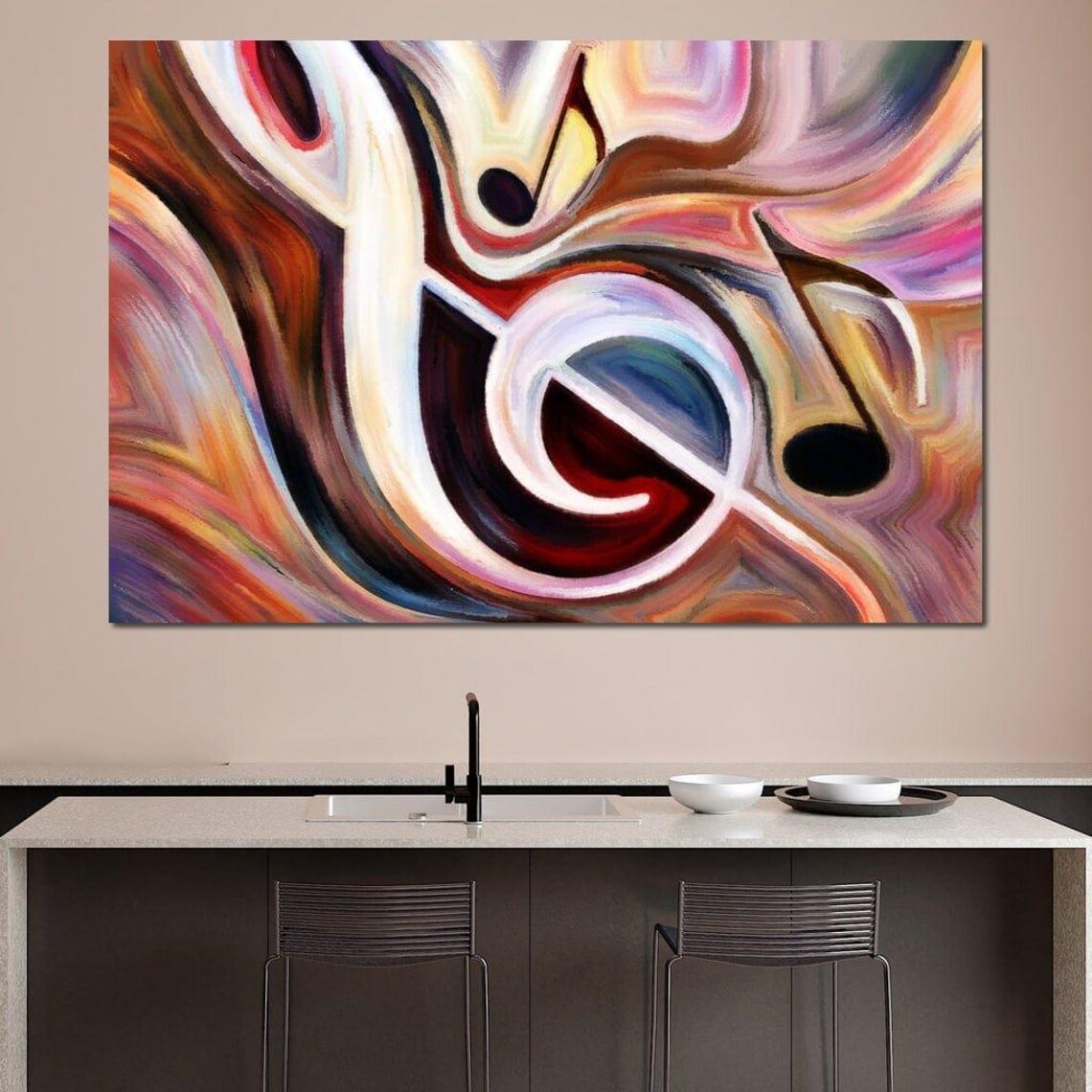 Abstract Music Notes Treble Clef Swirling Colors Modern Melody Art Poster - Image 3
