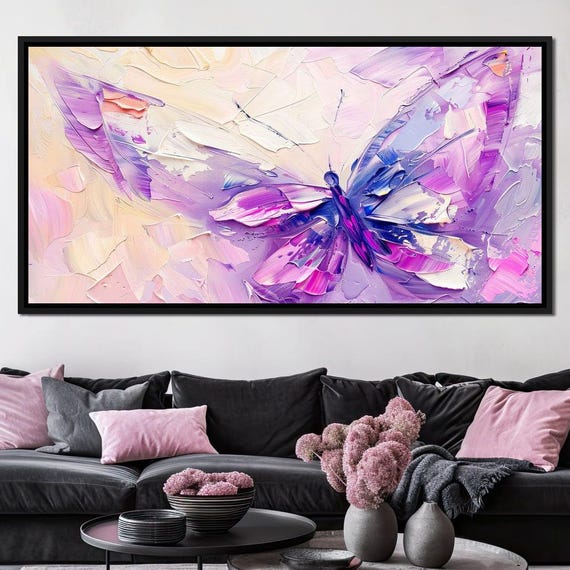 Iridescent Butterfly Reverie Vibrant Pink Violet Butterfly Art Modern Elegant Home Decor Nature Inspired Wall Art By Nichecanvas