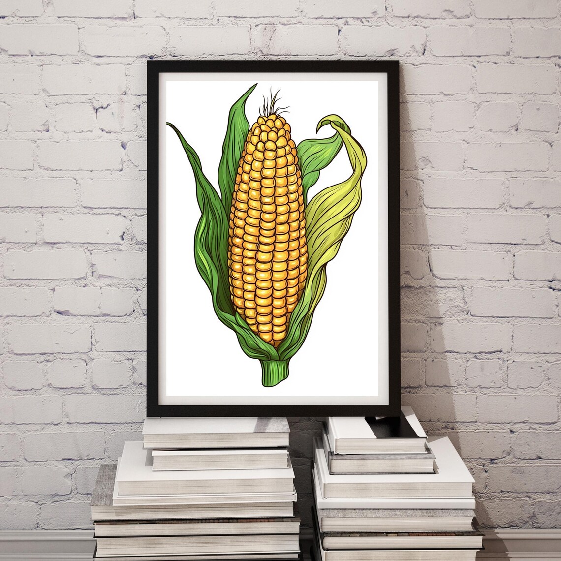 Sweet Corn On The Cob Country Kitchen Illustration Wall Poster