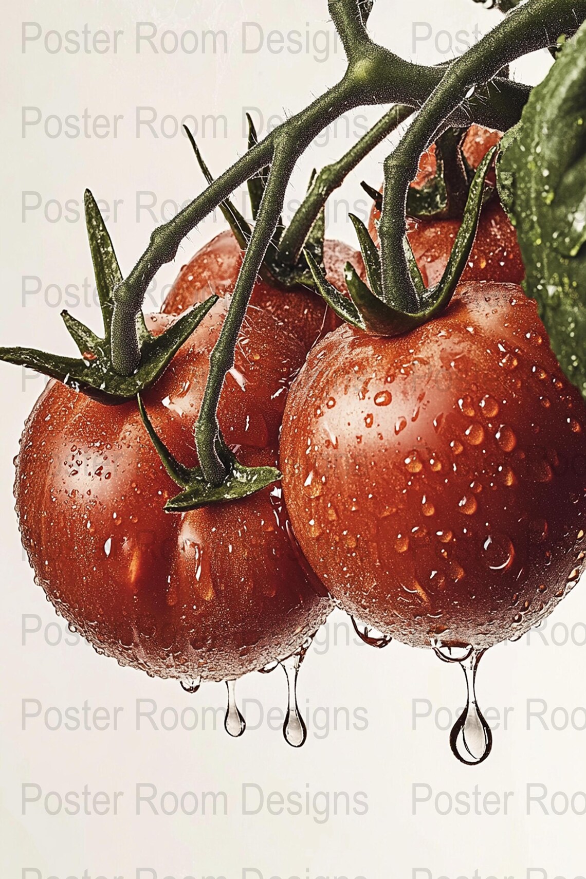 Fresh Garden Tomatoes Wall Art Print Kitchen Decor Tomato Art Photography Red Tomatoes On Vine Water Droplets - Image 3