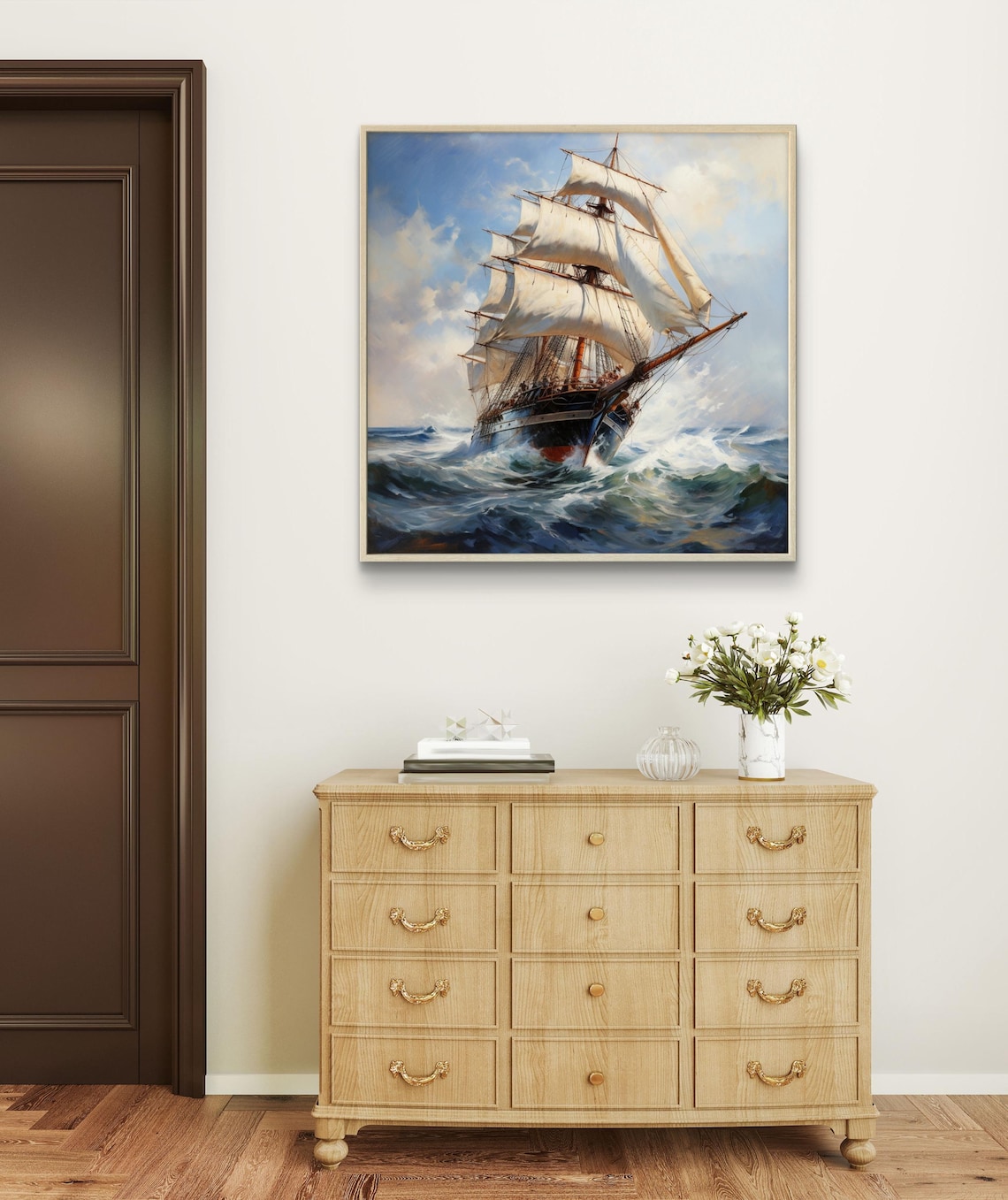 Sailboat Oil Painting, Modern Seascape Art Print - Image 2