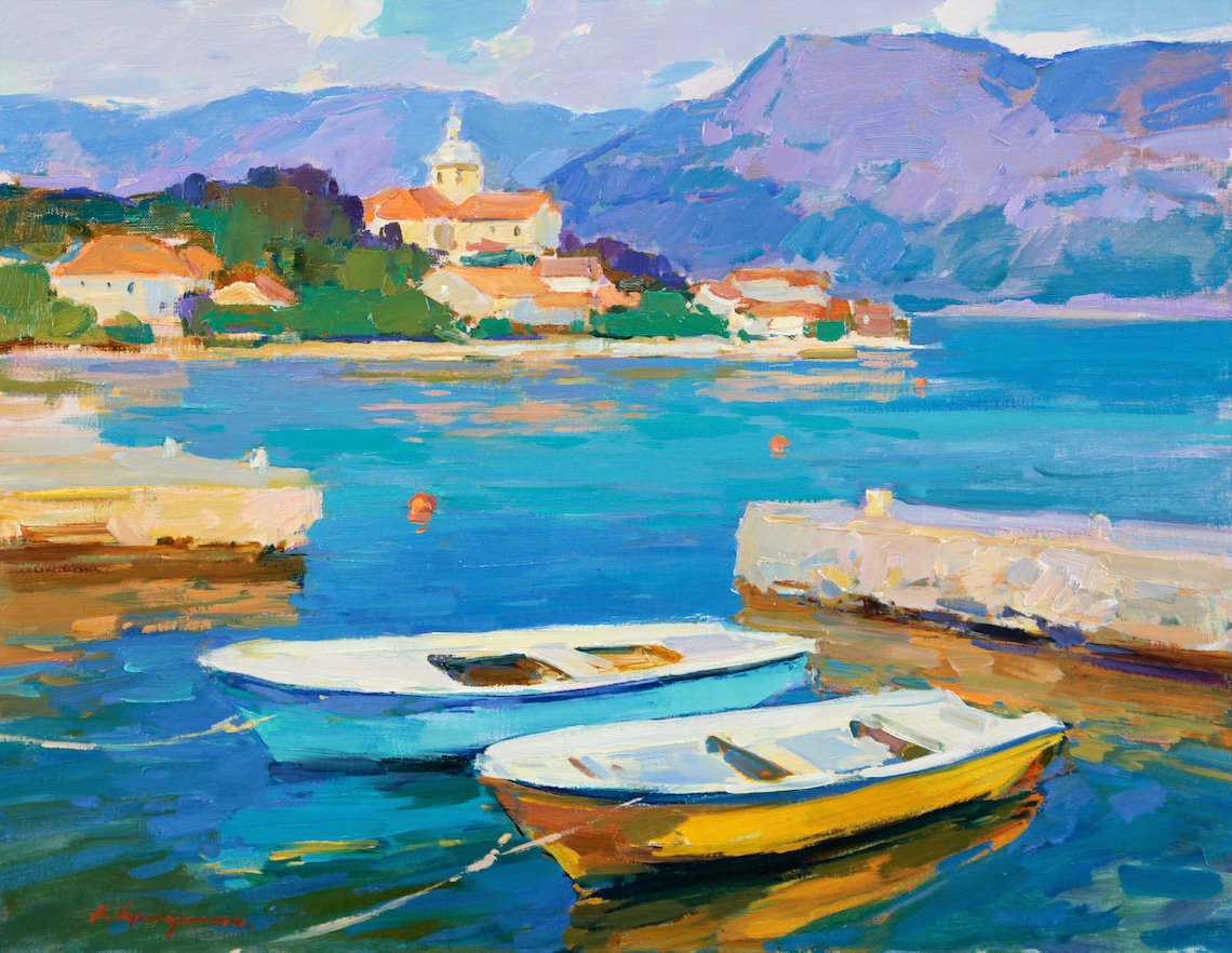 Seascape Croatia Landscape, Original Oil Painting - Image 3