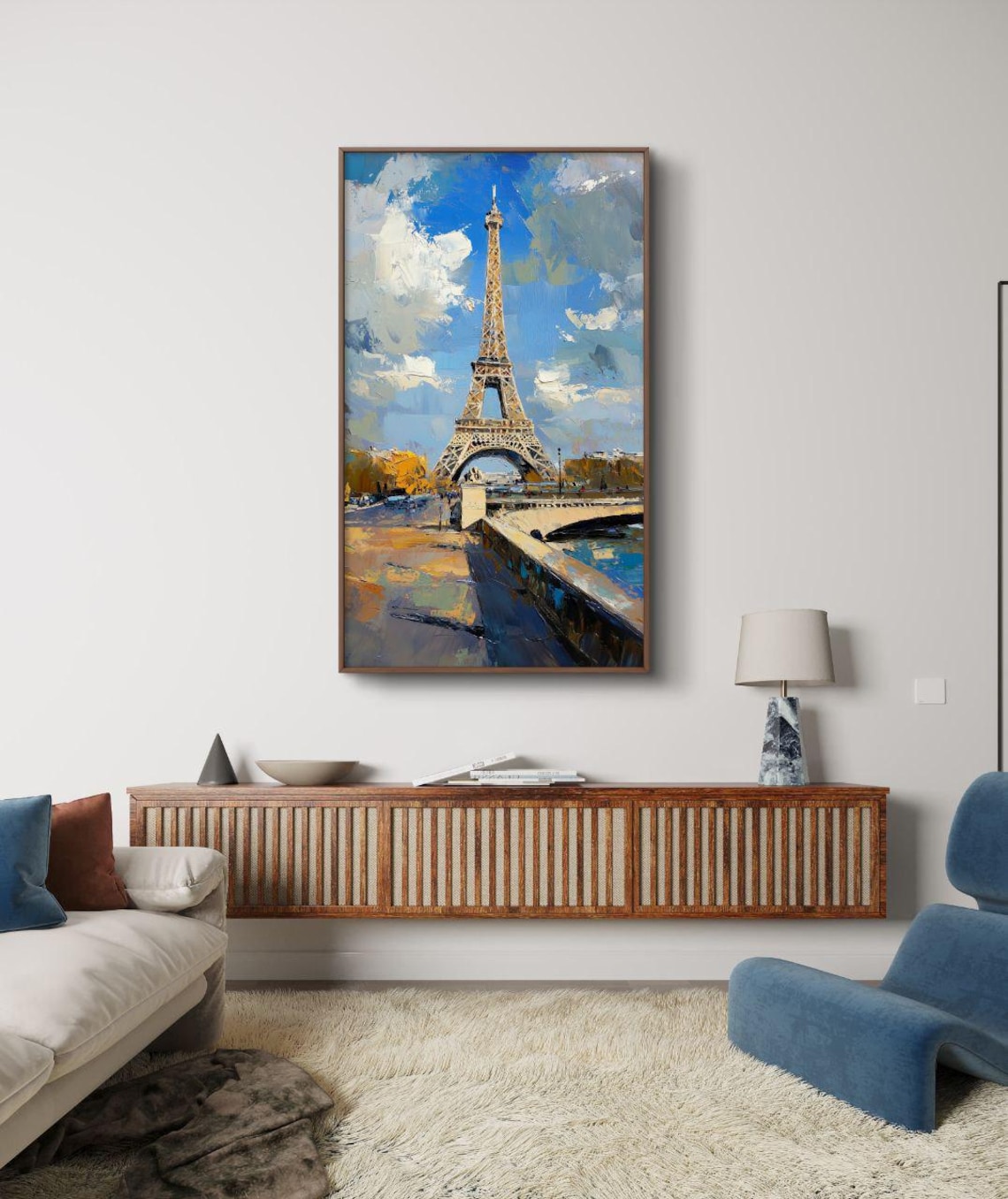Paris Eiffel Tower Oil Painting, Impressionist Cityscape