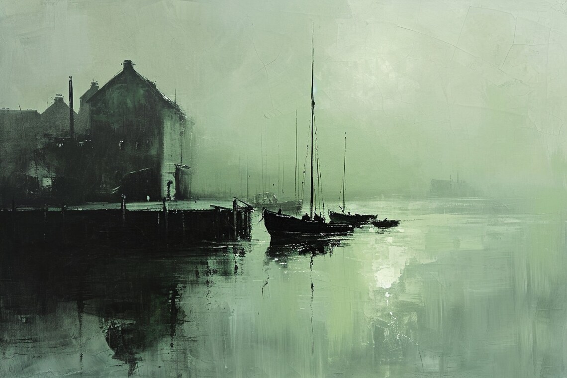 Fishing Boats In Old Port City, Painting