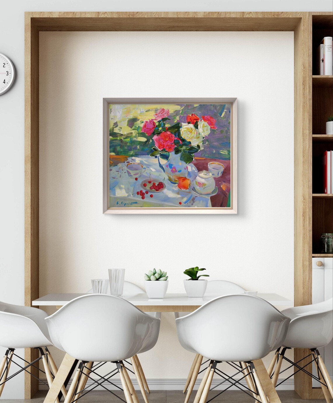 Still Life With Roses And Cherries, Floral Art
