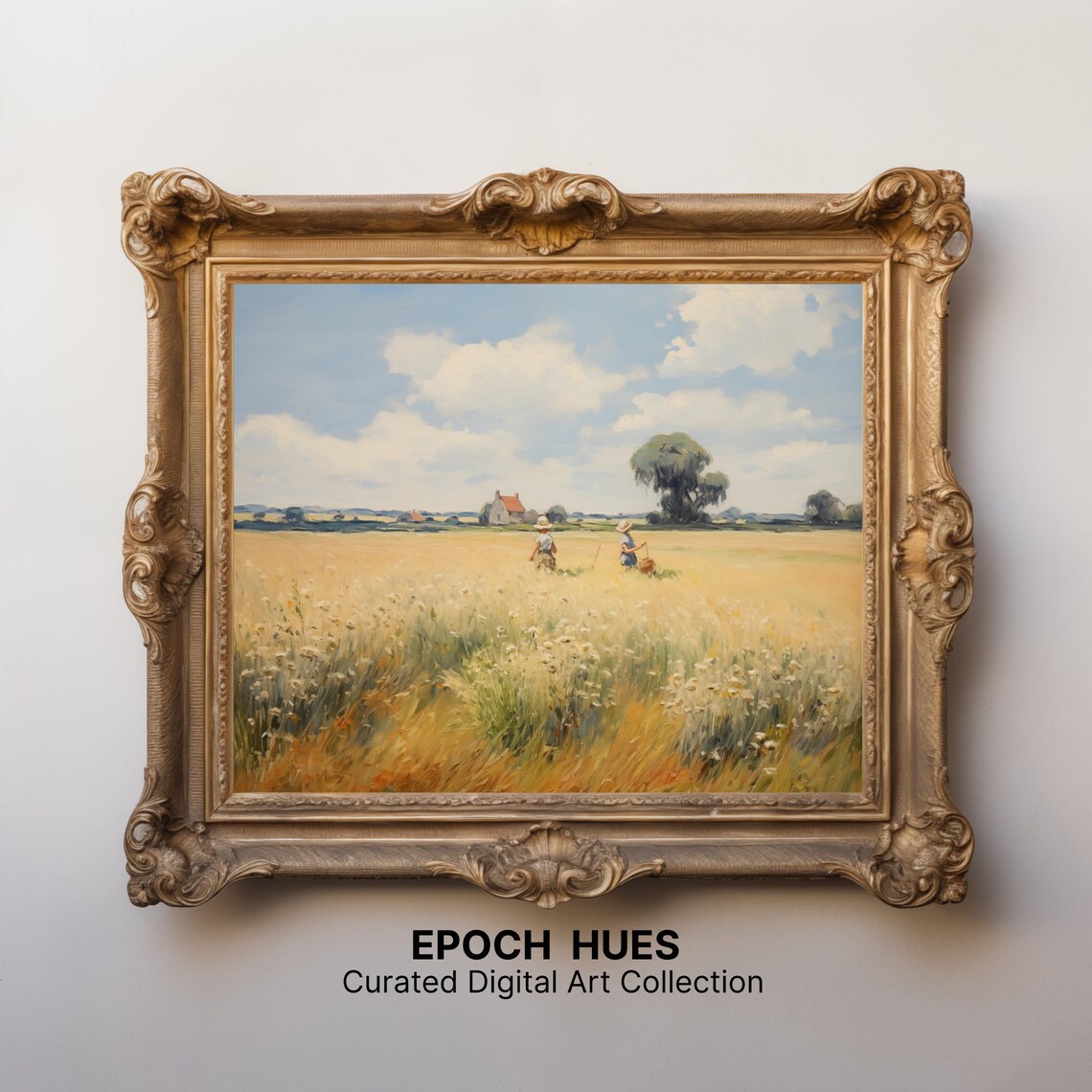 Two Figures In A Golden Wheat Field Summer Countryside Poster - Image 3