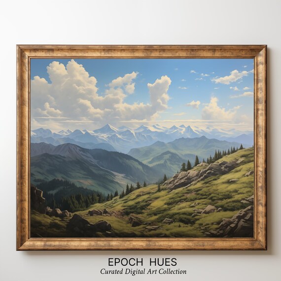 Scenic Mountain Landscape Art High Resolution Nature Wallpaper Peaceful Outdoor View Instant