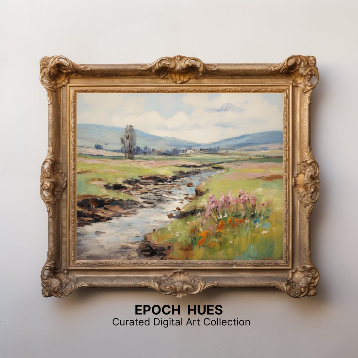 Sunlit Stream Winding Through A Wildflower Meadow Scenic Poster - Image 2
