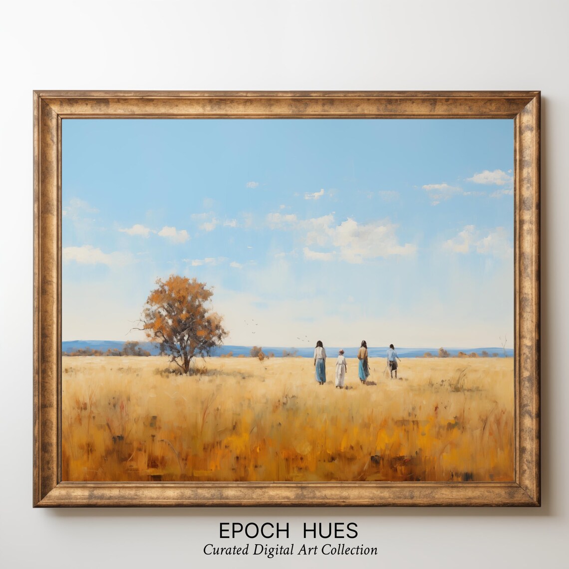 Art Print African Savanna Landscape Serene Nature Scene With Figures Wall Art