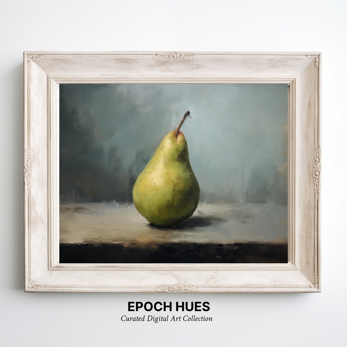 Still Life Pear Painting Kitchen Wall Art Classic Fruit Illustration Dining Room Decor Vintage