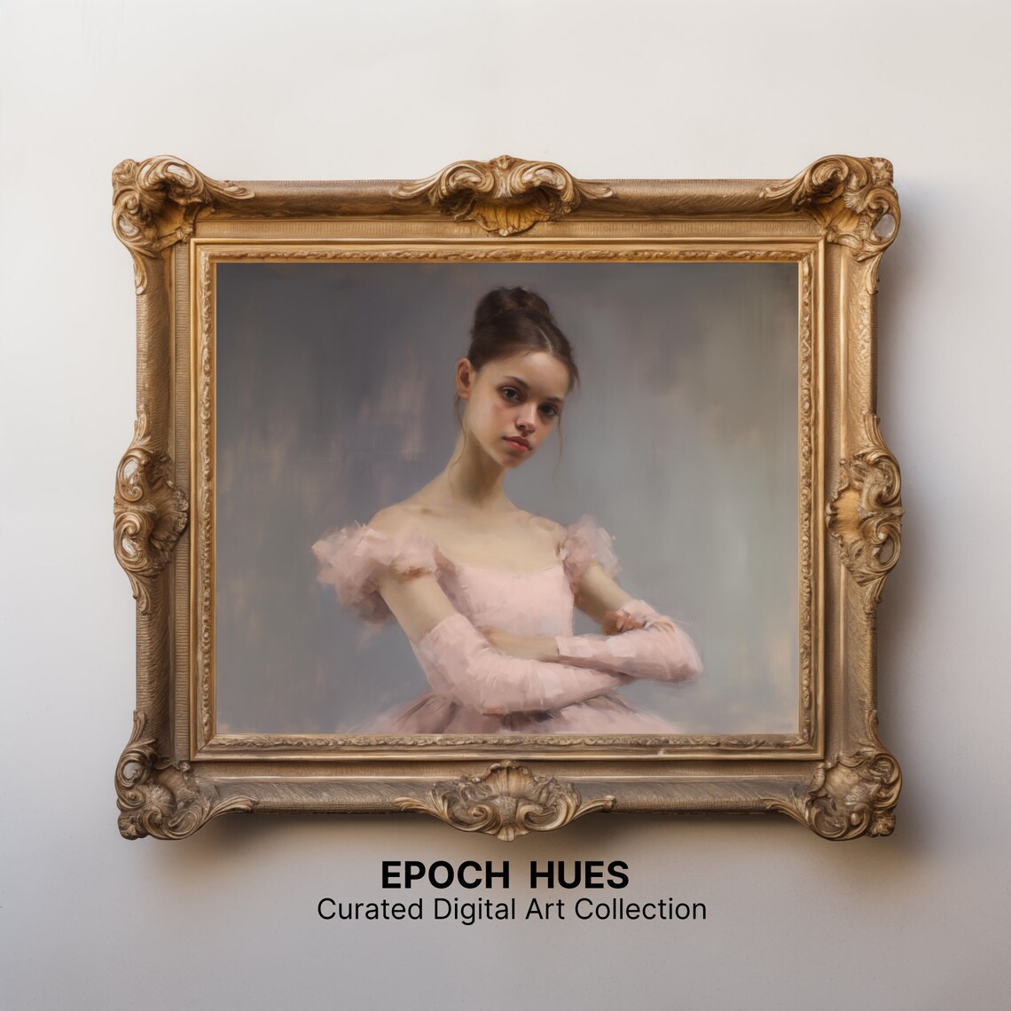 Young Woman in Pink Dress Classical Oil Portrait Painting Poster