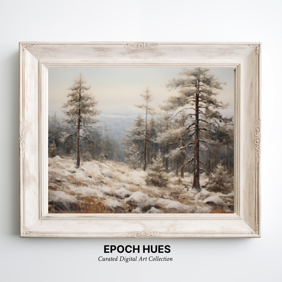 Winter Forest Landscape, Rustic Snowy Trees - Image 3