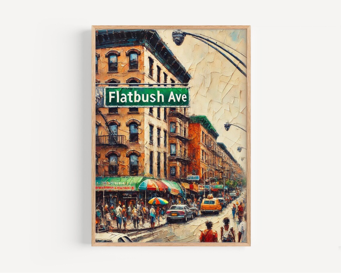 Flatbush Avenue Travel Poster, Brooklyn Street Sign