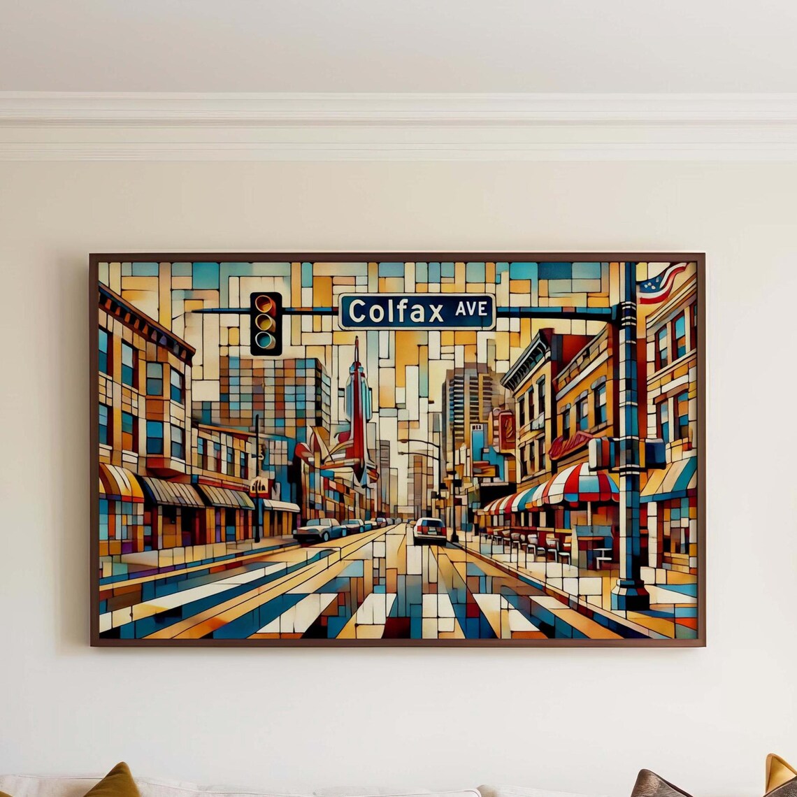 Colfax Avenue Cubism Travel Poster, Denver Colorado