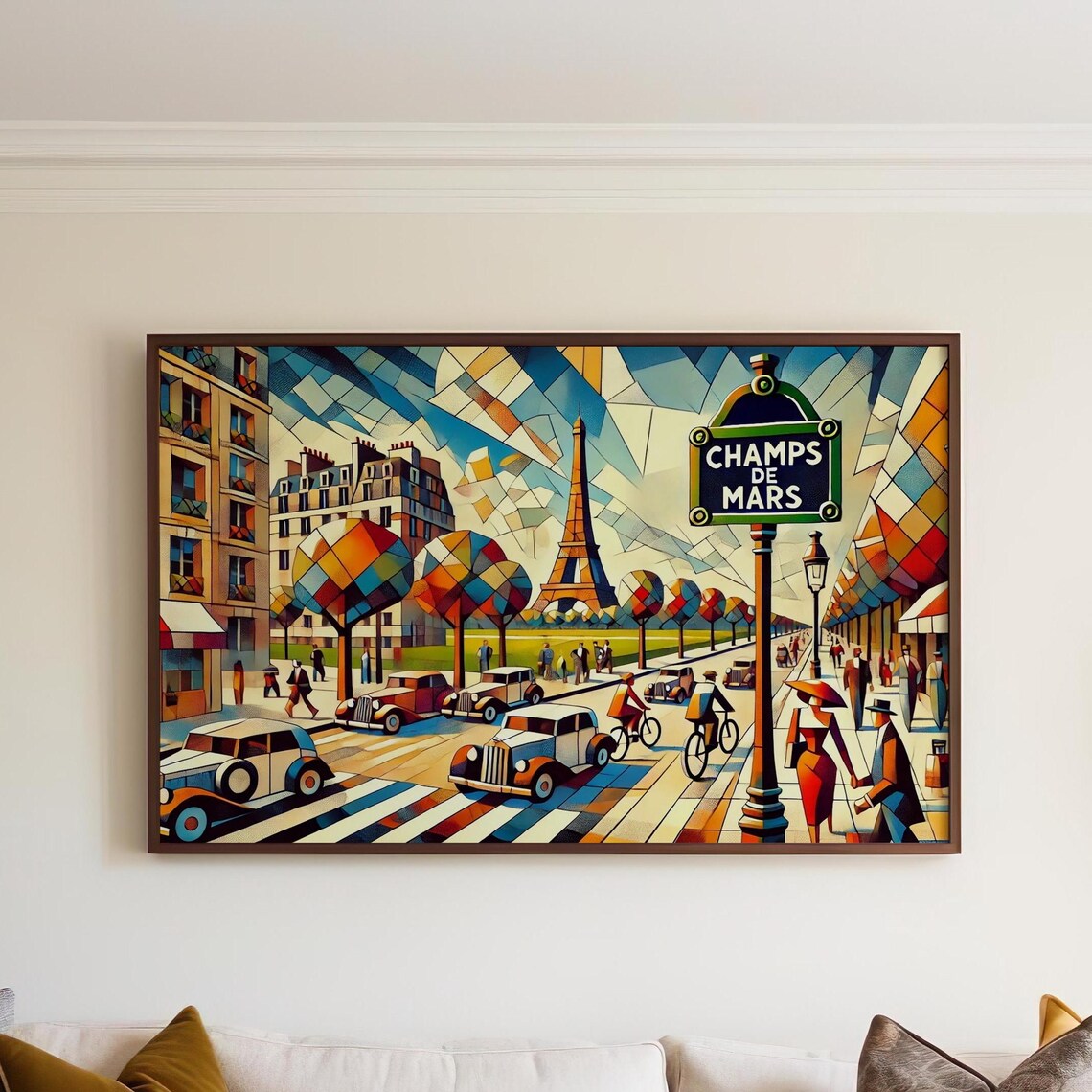 Champs De Mars Paris Eiffel Tower Retro Art Deco Street Poster