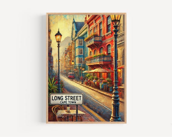 Long Street Wall Art Cape Town Print South Africa Travel Poster Victorian Buildings Colorful Sign Home Decor Souvenir Gift