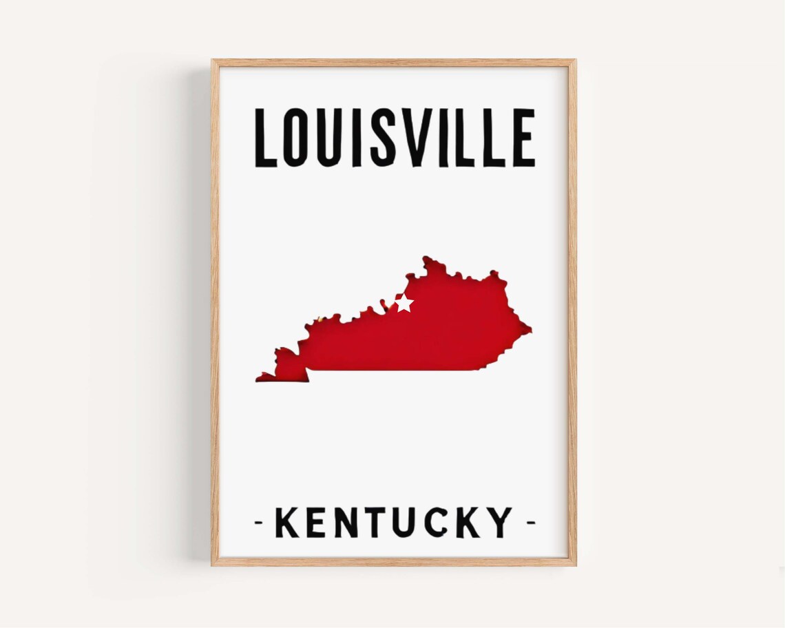 Louisville Kentucky Red State Silhouette Modern Travel Poster