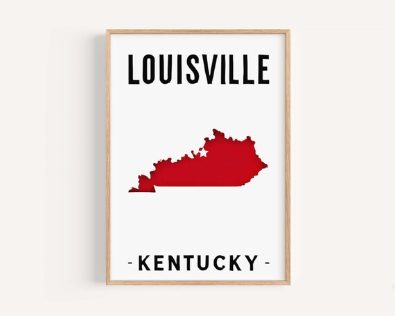 Louisville Kentucky Red State Silhouette Modern Travel Poster