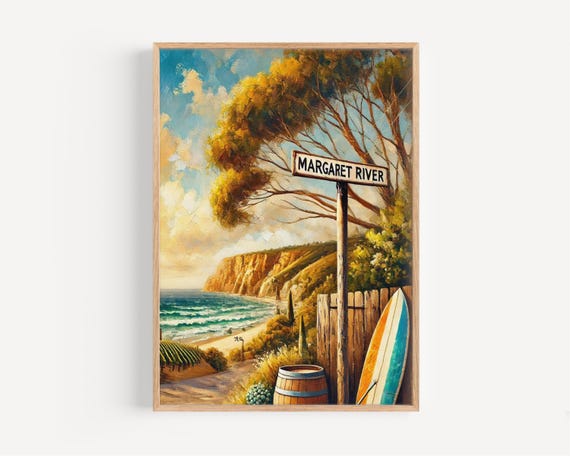 Margaret River Wall Art Print Australia Travel Poster Coastal Home Decor Gift For Travelers Nature Lovers Minimalist