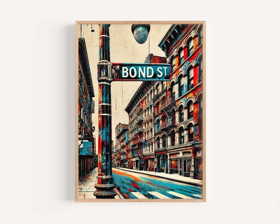 Painted Bond Street New York City Manhattan Street Scene Poster