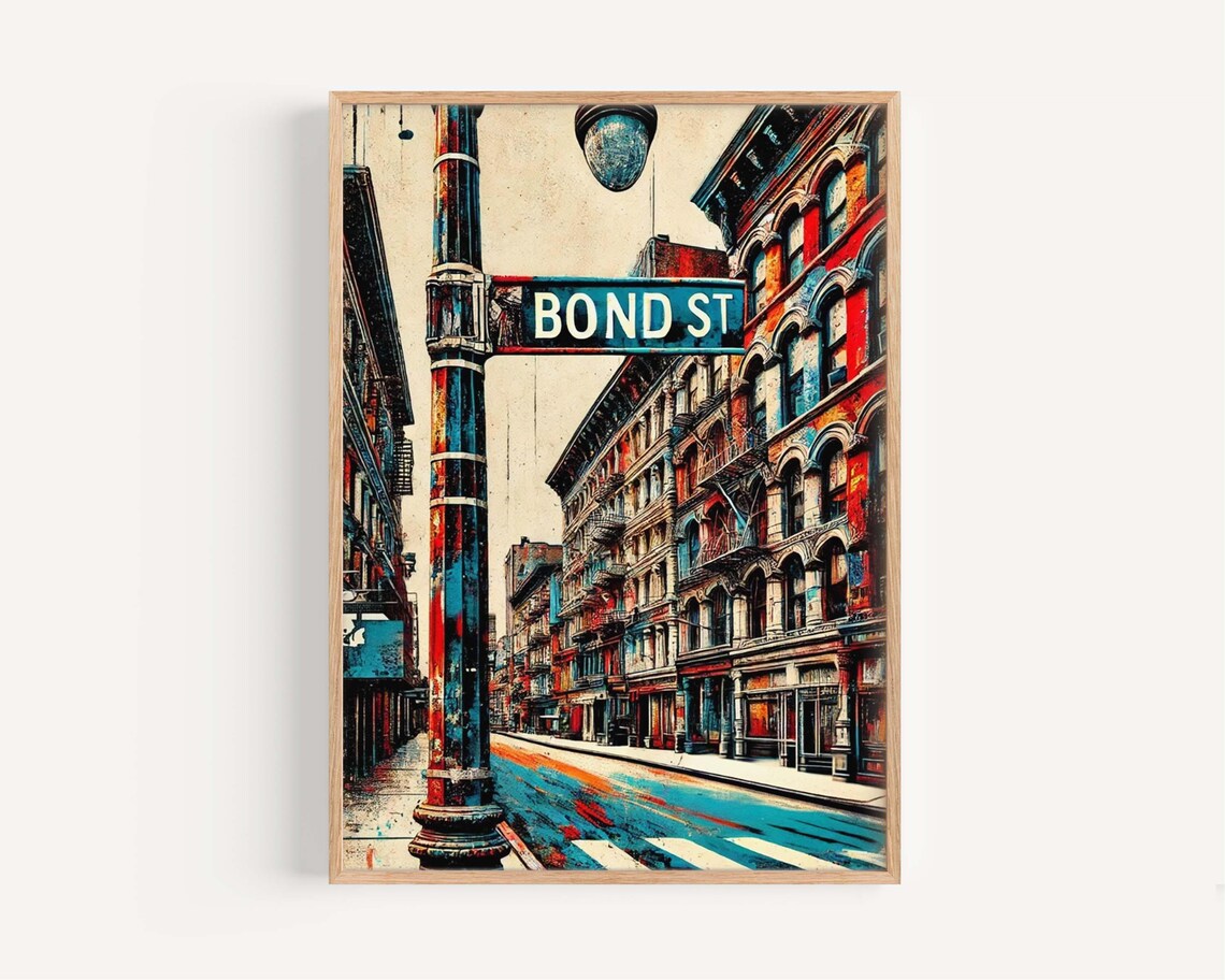 Painted Bond Street New York City Manhattan Street Scene Poster